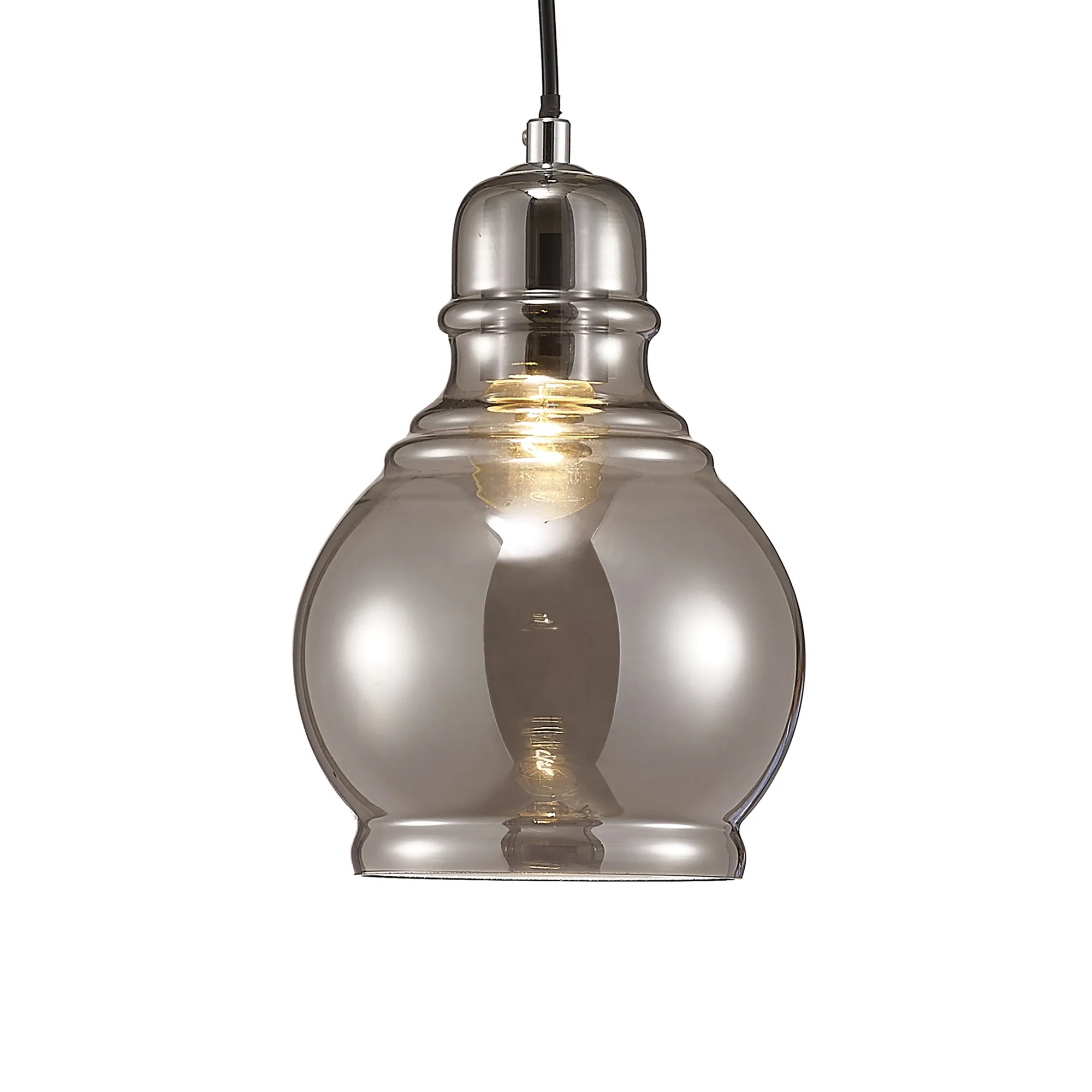 Ariel 16cm Smoke Glass Pendant 1 Light Polished Chrome D0096  Deco Ariel